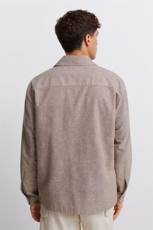 Springfield Sobrecamisa de linho com bolso cru