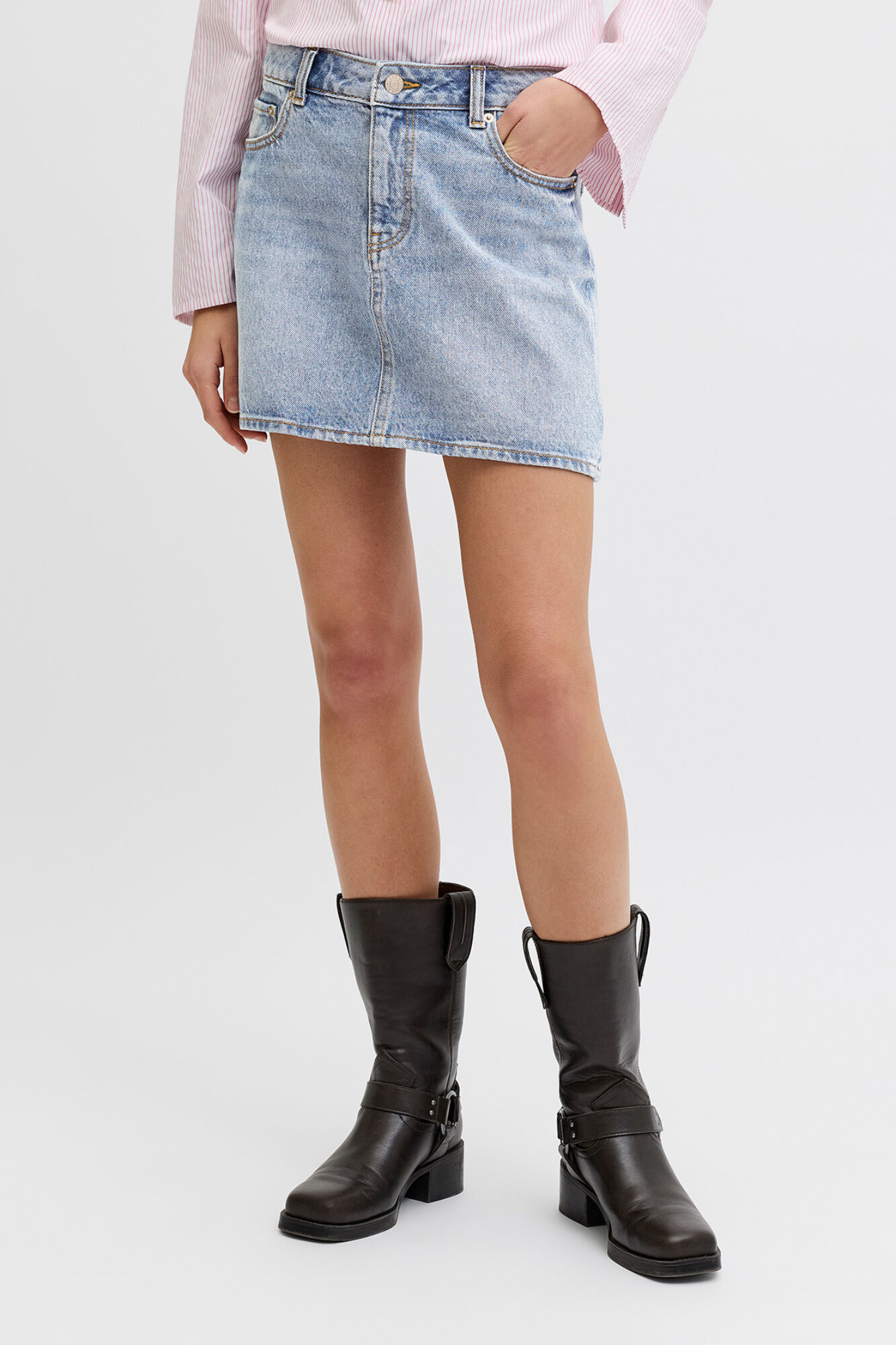 Jack & Jones Saia jeans de cintura m&eacute;dia