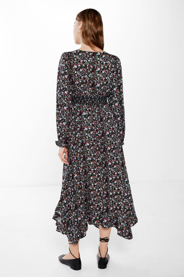 Springfield Vestido Midi Picos Volante negro