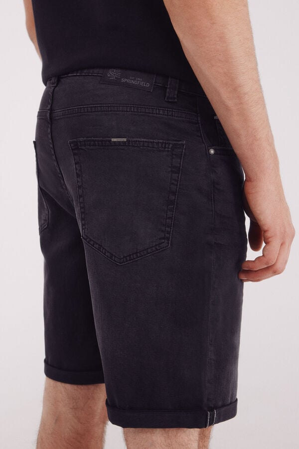 Springfield Bermuda vaquera ultra ligera negro regular fit negro