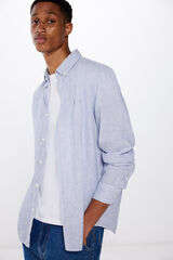 Springfield Camisa lino rayas azul