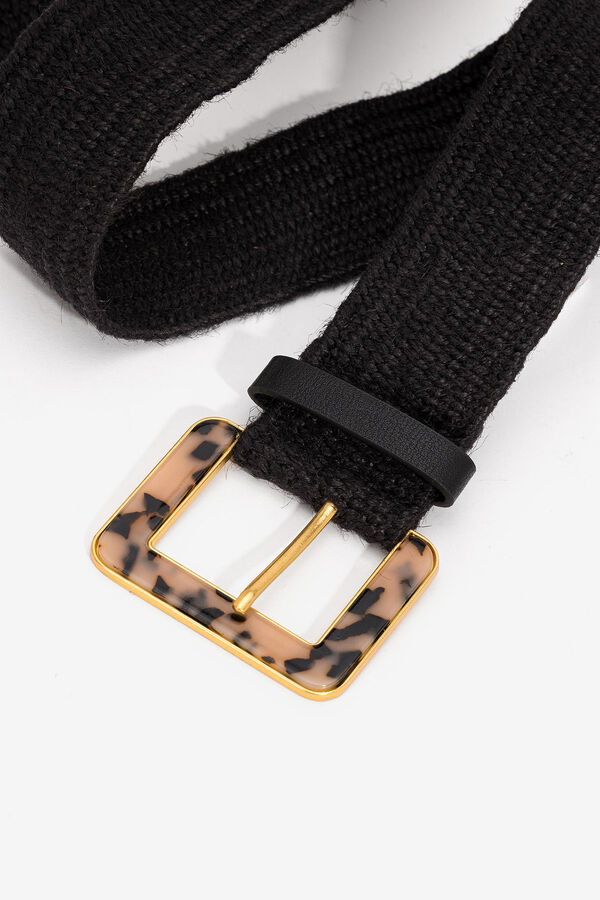 Tiffosi Cintur&oacute;n Trenzado hebilla animal print. negro
