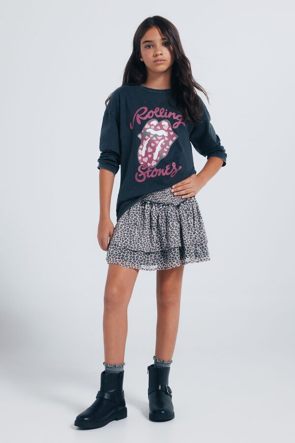 Springfield Kids Camiseta manga larga Rolling stones ni&ntilde;a. gris