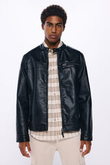 Springfield Blusão motard efeito pele preto