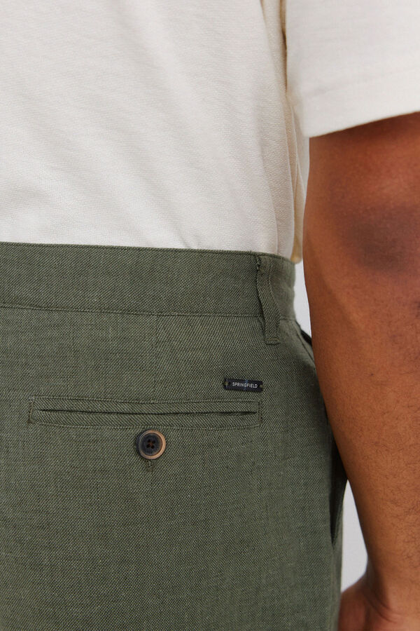 Springfield Bernuda dobby lino comfort fit kaki