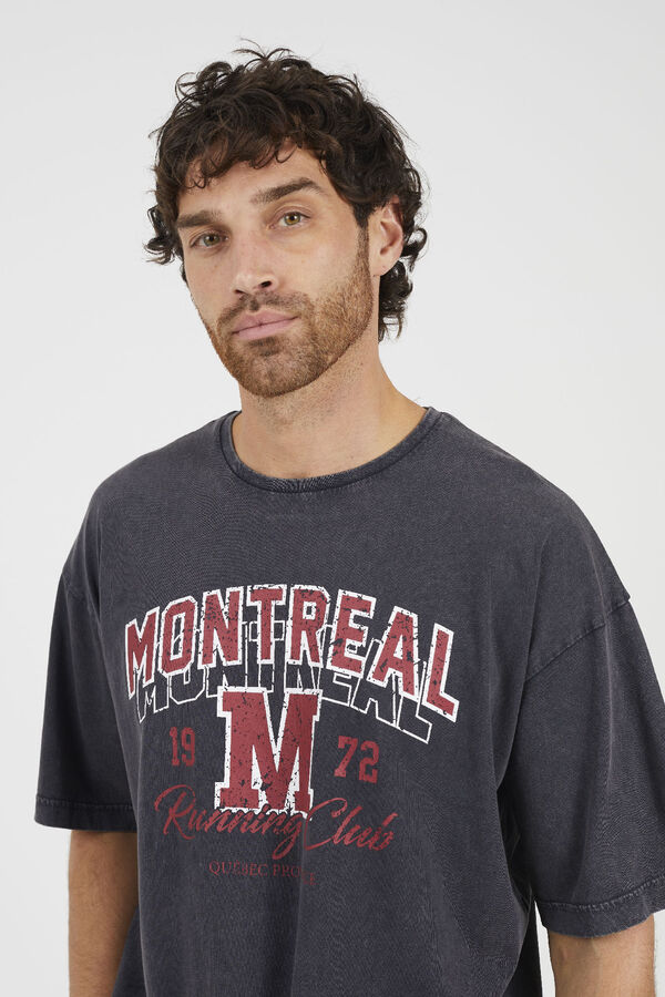 Brave Soul T-shirt de manga curta estampada cinzento