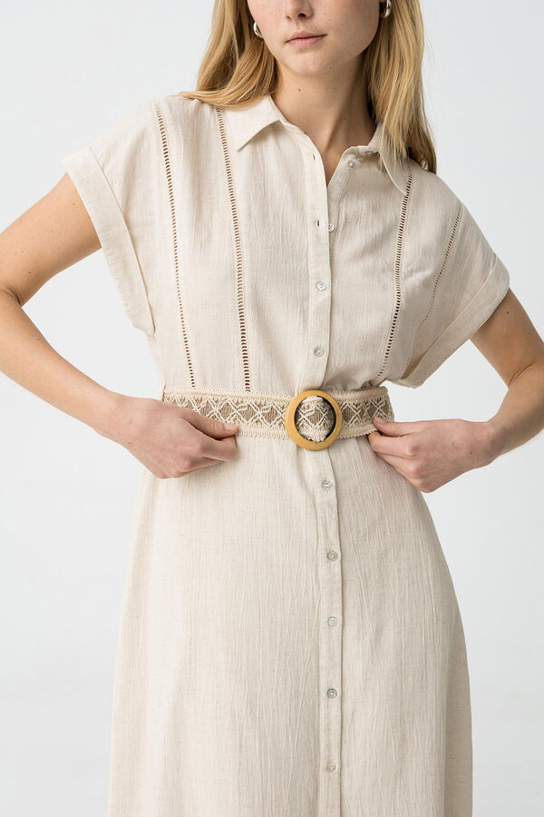 Tiffosi Vestido camisero con cintur&oacute;n nude