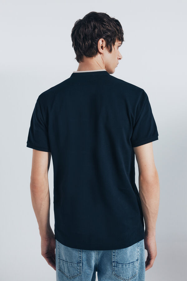 Springfield Polo piqu&eacute; gola mao slim fit azul