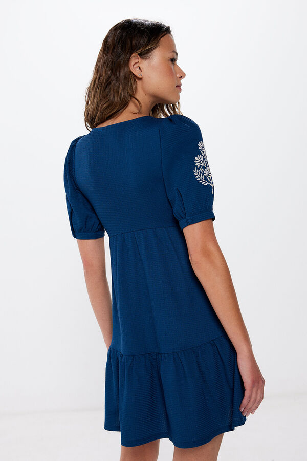 Springfield Vestido corto estampado relieve azul
