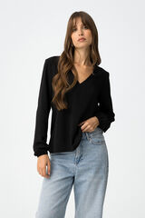 Tiffosi Blusa con espalda plisada negro