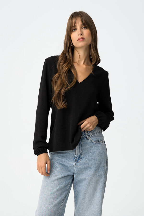 Tiffosi Blusa con espalda plisada negro