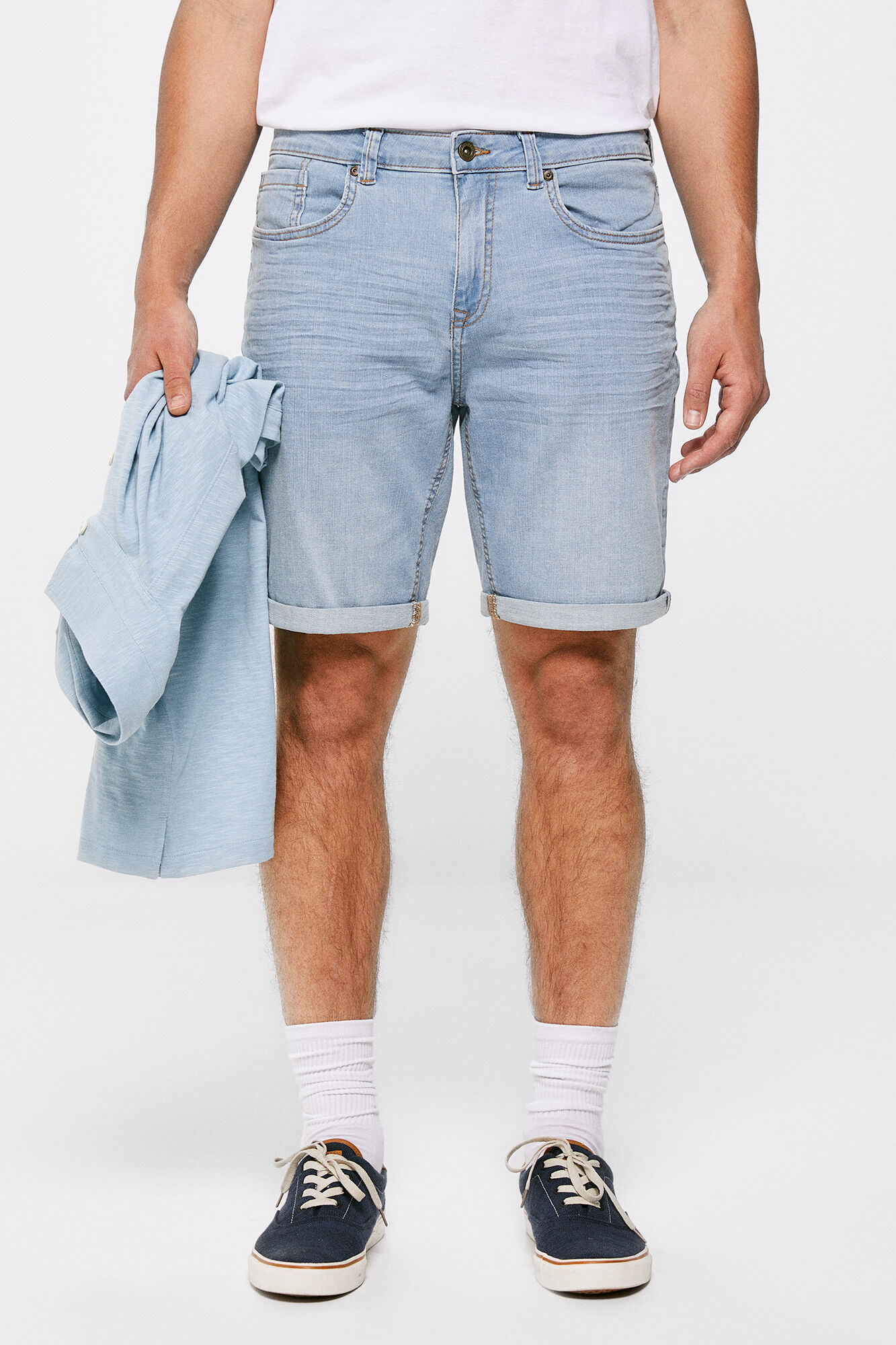 Springfield Bermudas de ganga lavada b&aacute;sicas corte slim claras