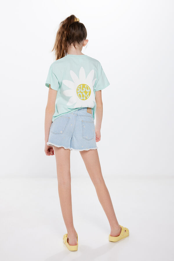 Springfield Kids Short denim bordado ni&ntilde;a azul