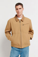 Springfield Blus&atilde;o lavado com contraste em algod&atilde;o camel