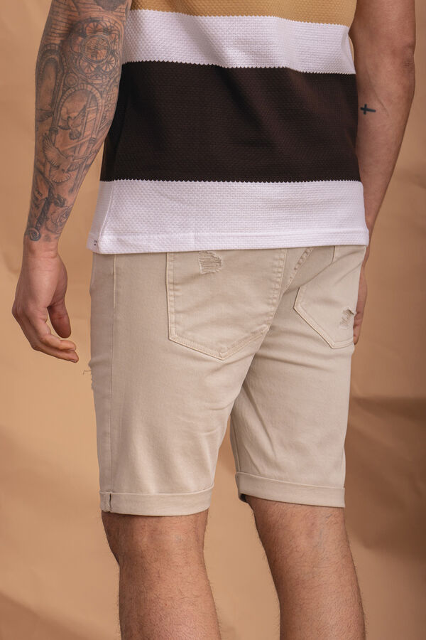 Celopman Bermuda 5 Bolsillos Rotos beige