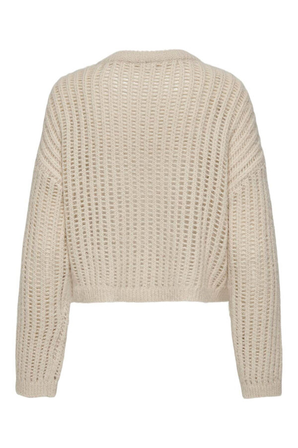 Only Jersey calado con cuello redondo blanco