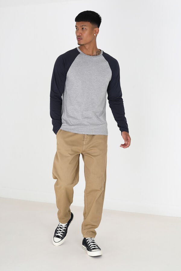 Brave Soul Camisola manga comprida com contraste cinzento