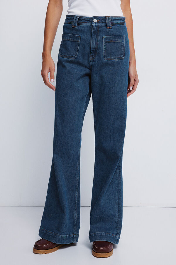 Springfield Jeans super flare confort&aacute;vel azul
