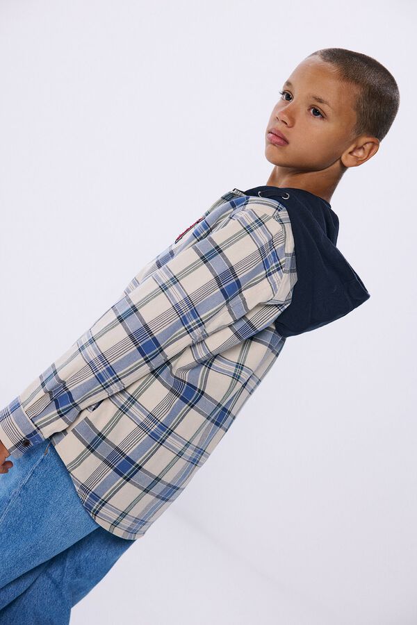 Springfield Kids Camisa cuadros capucha ni&ntilde;o blanco