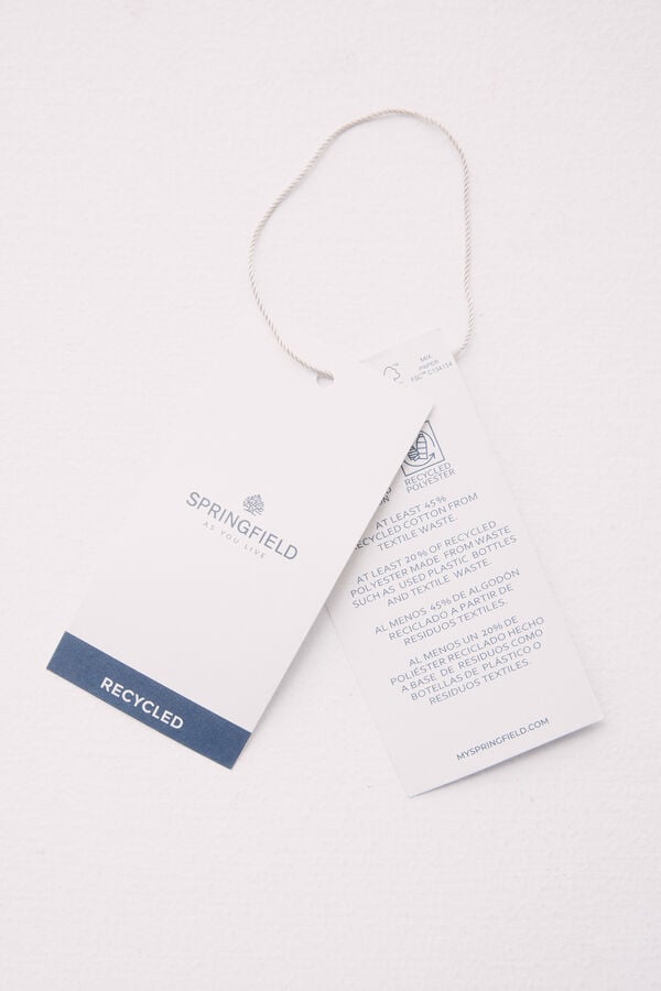 Springfield Suéter estruturado de manga curta com gola polo cinzento