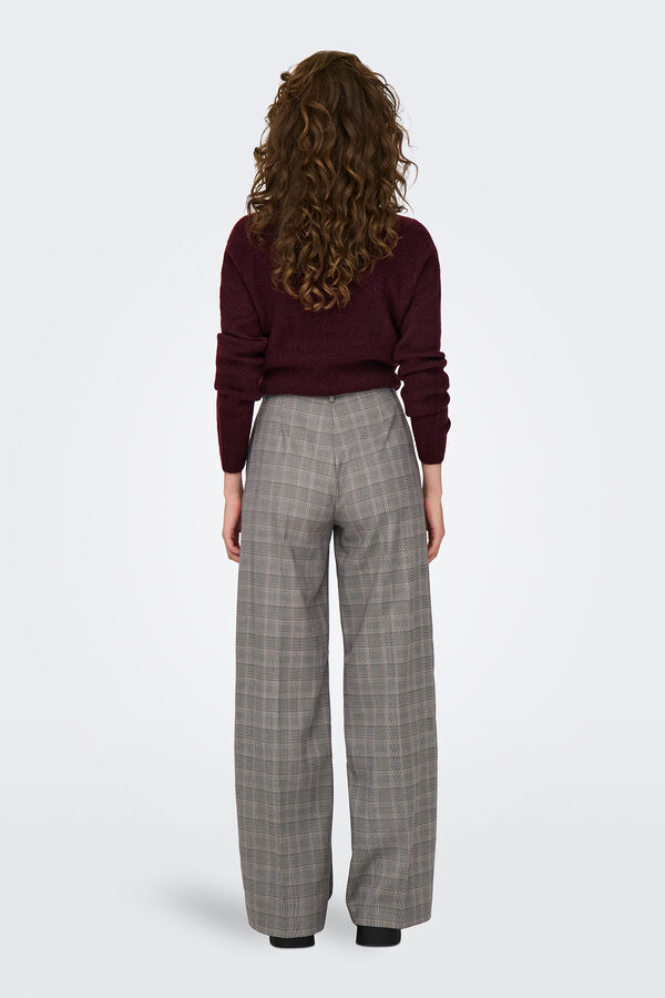 Only Pantal&oacute;n recto de cuadros gris