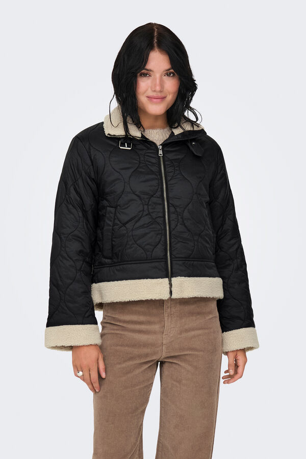 Only Chaqueta aviador con borrego negro