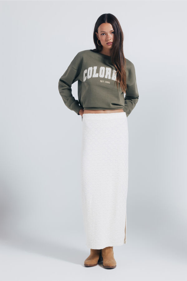 Springfield Falda midi crochet blanco