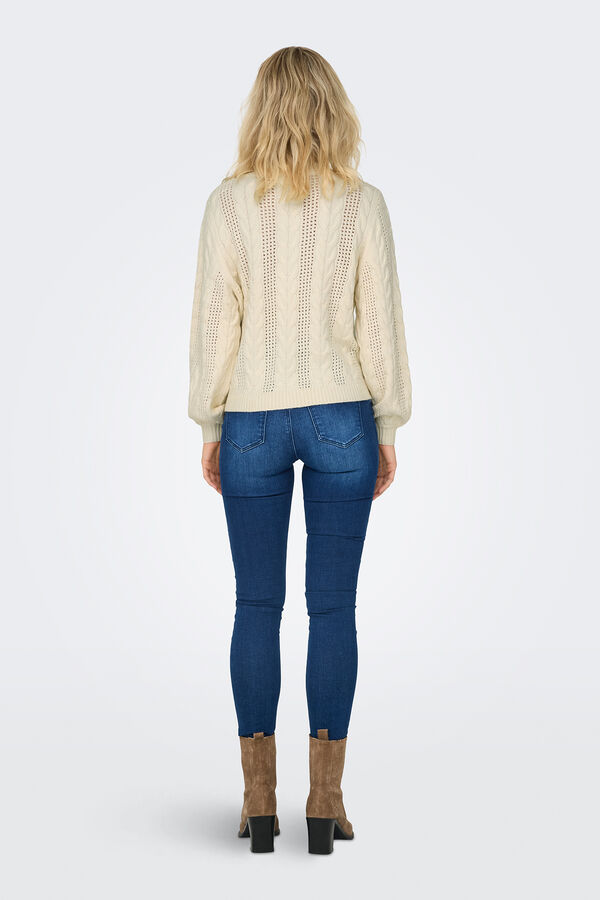 Only Camisola de malha entran&ccedil;ada branco