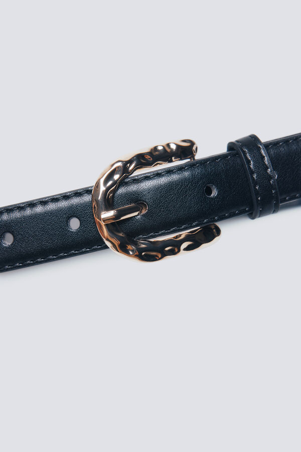 Springfield Cintur&oacute;n hebilla martillada negro