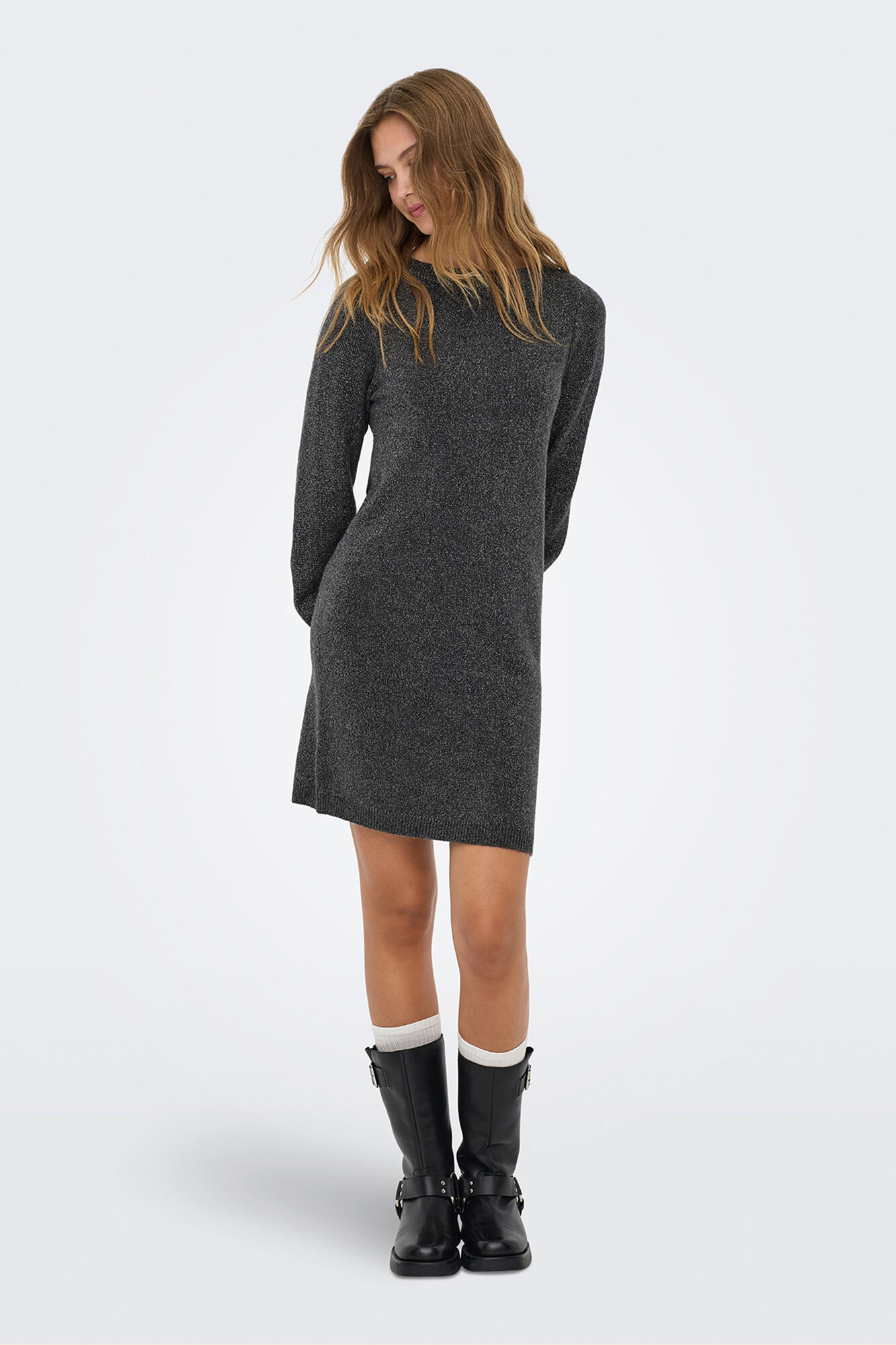 JDY Vestido curto de malha lurex