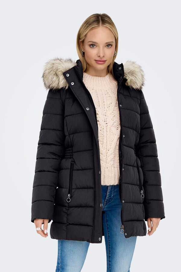 Chaqueta acolchada con capucha de pelo Ofertas en cazadoras y