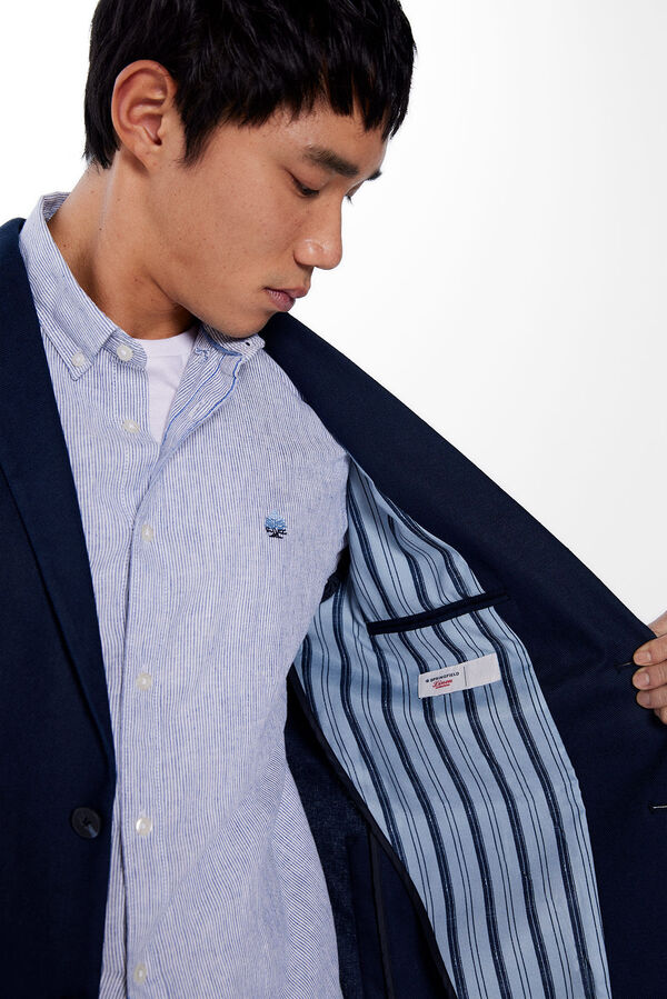 Springfield Blazer lino- algod&oacute;n azul