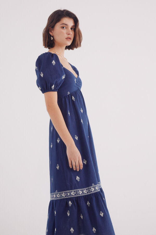 Springfield Vestido midi cenefa volante azul