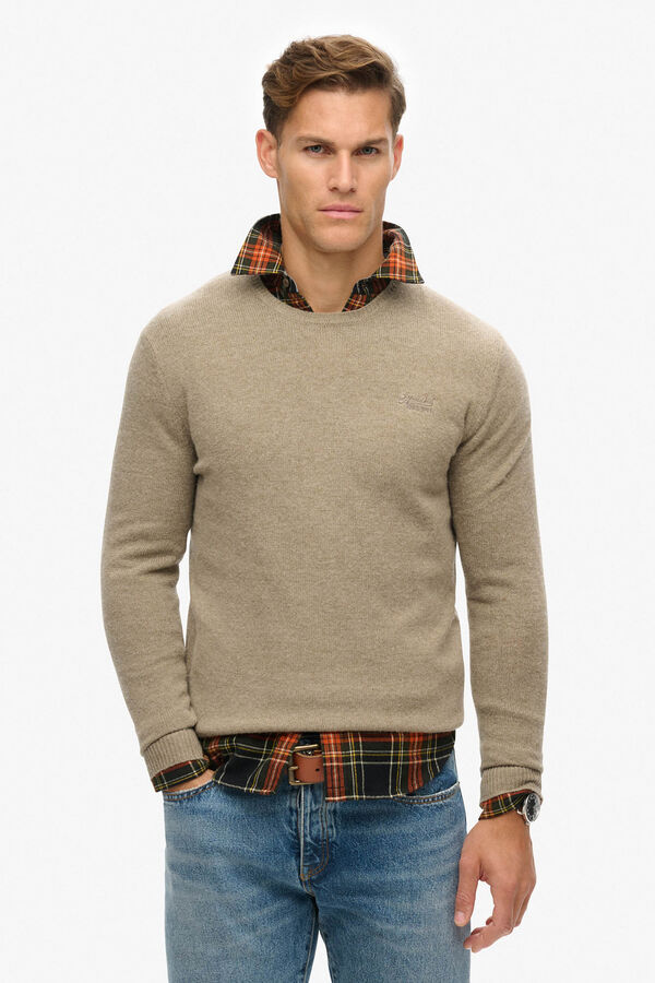 Superdry Camisola gola redonda cl&aacute;ssica  castanho