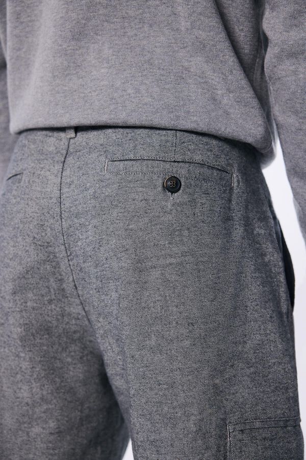 Springfield Cal&ccedil;a cargo slim fit melange conforto cinzento