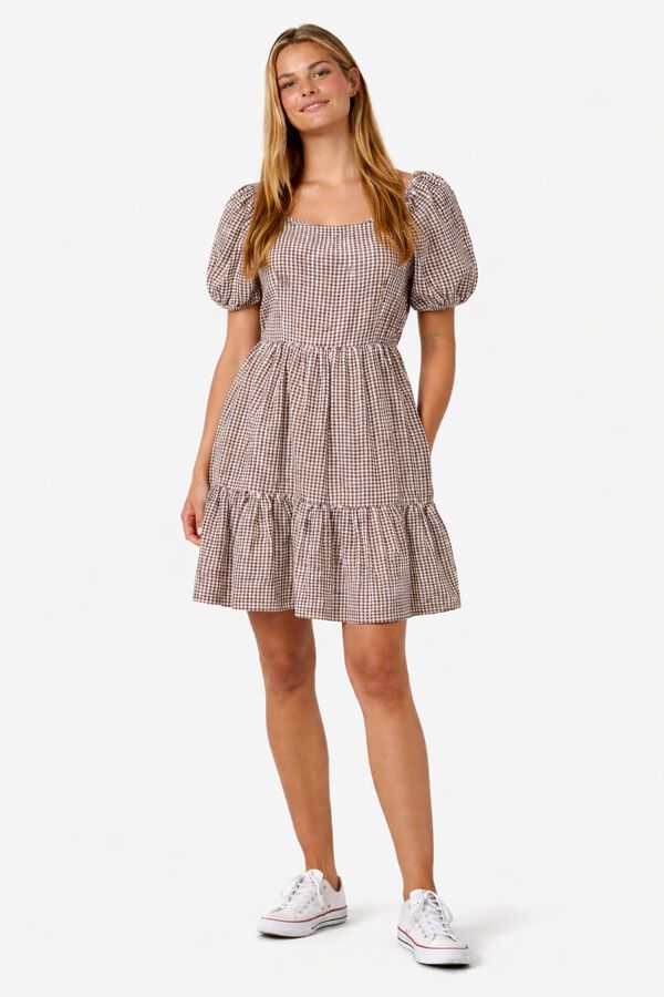Noisy May Vestido curto com la&ccedil;ada nas costas cru