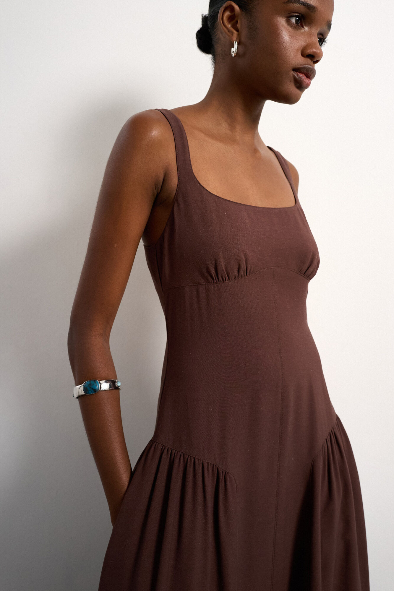Topshop Vestido midi de al&ccedil;as