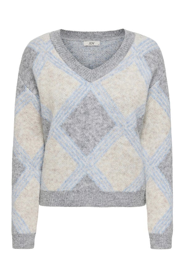 JDY Jersey cuello pico gris