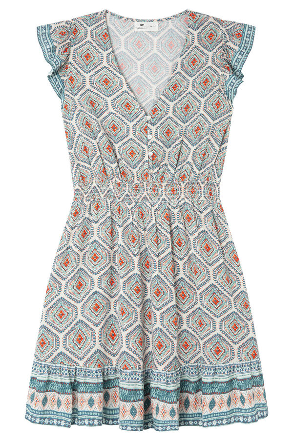 La Vecina Rubia Vestido curto estampado bege