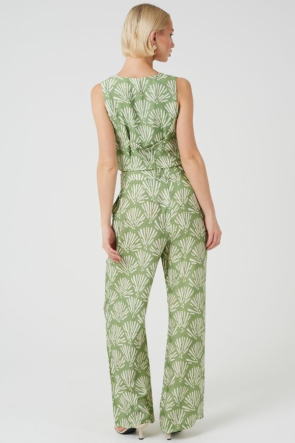 Brave Soul Cal&ccedil;a palazzo estampada verde