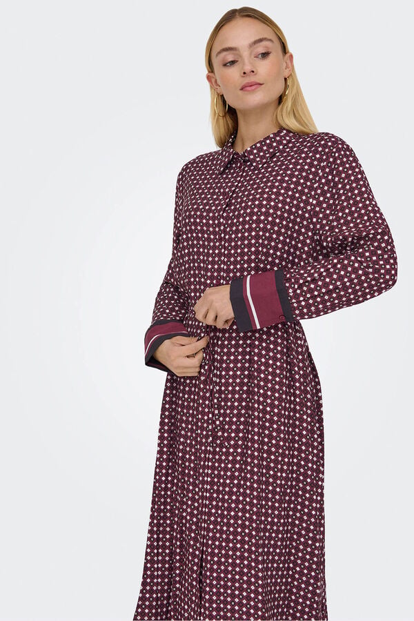 JDY Vestido midi camisero rojo