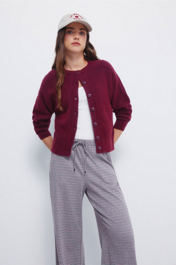 Springfield Pantalones jogger anchos burdeos