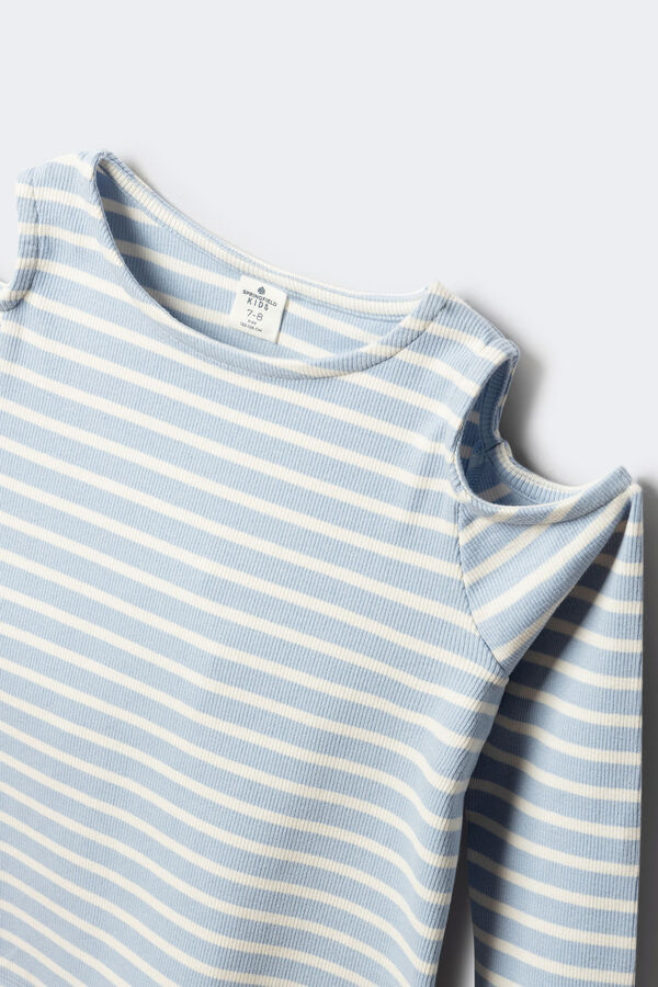 Springfield Kids Camiseta rib hombros descubiertos ni&ntilde;a azul