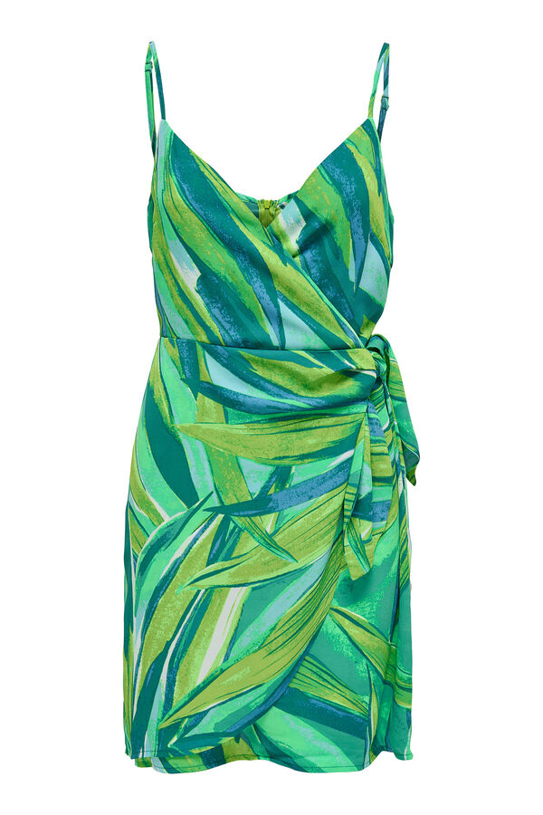 Only Vestido curto com la&ccedil;ada verde