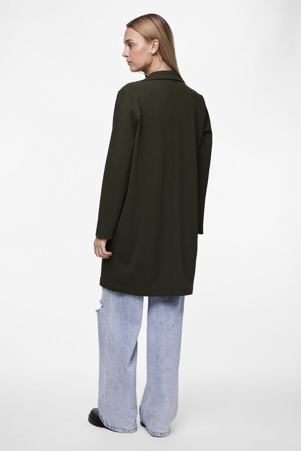 Pieces Casaco 3/4 com decote lapela e sem botões. verde