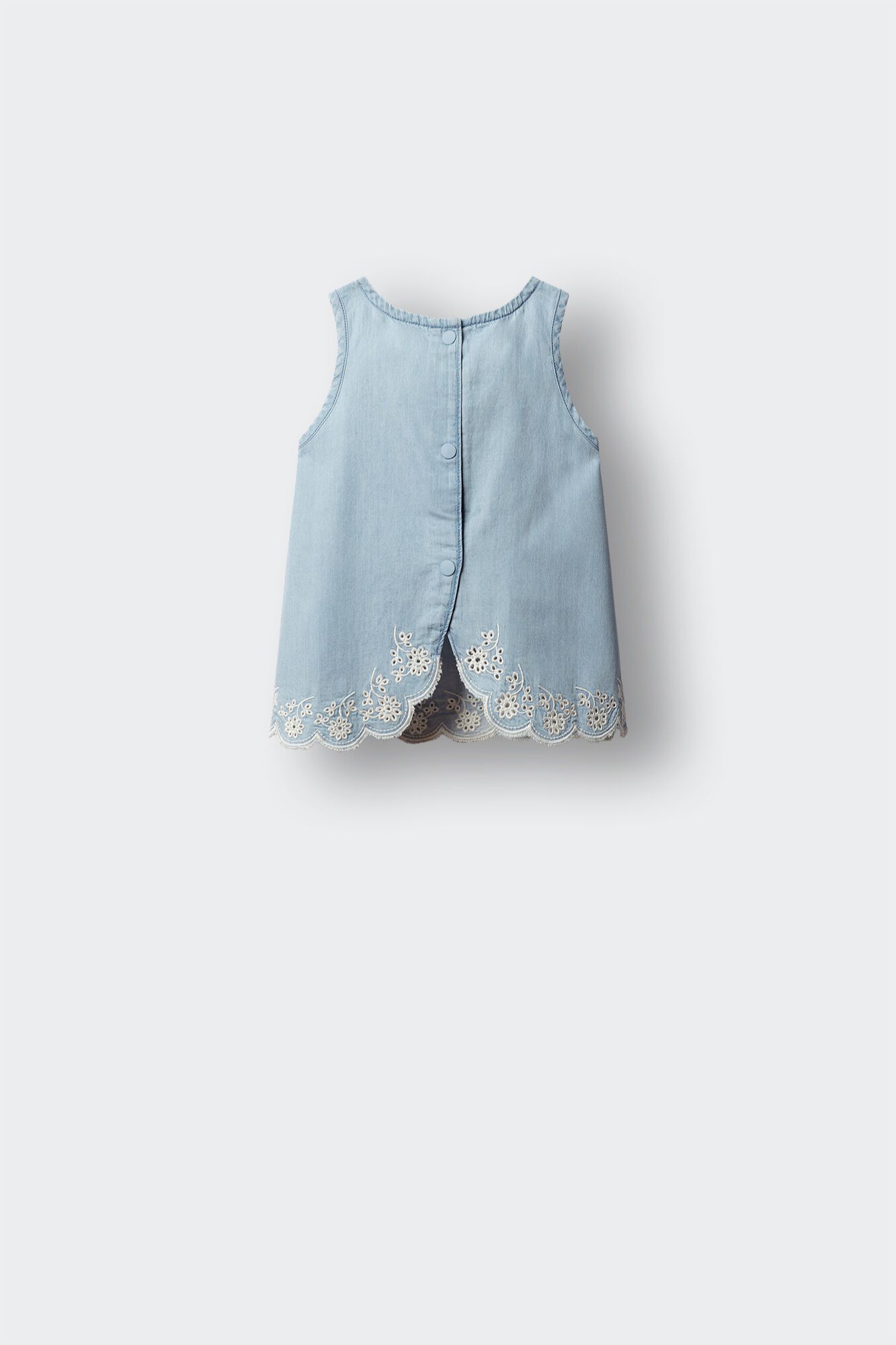 Springfield Kids Blusa em denim leve com recortes para menina