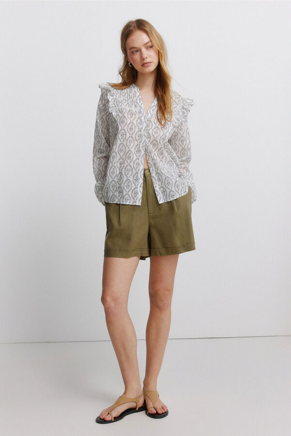 Springfield Blusa volumen y volantes estampado