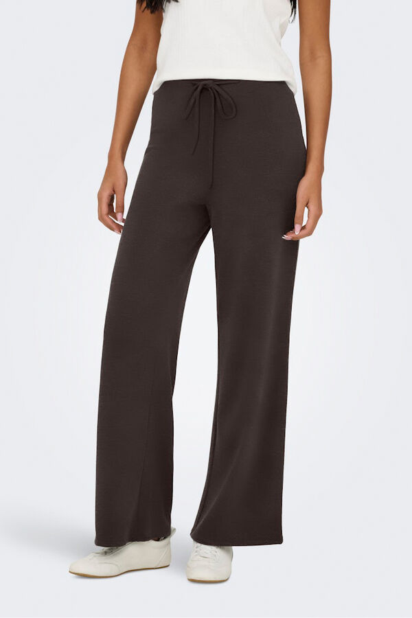 Only Pantal&oacute;n wide de felpa marr&oacute;n