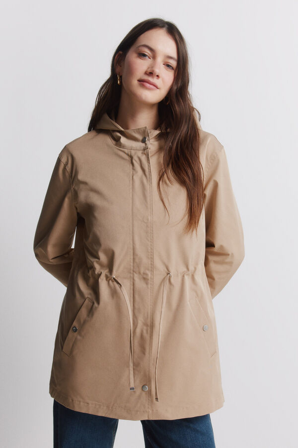 Springfield Parka com capuz repelente &agrave; &aacute;gua camel