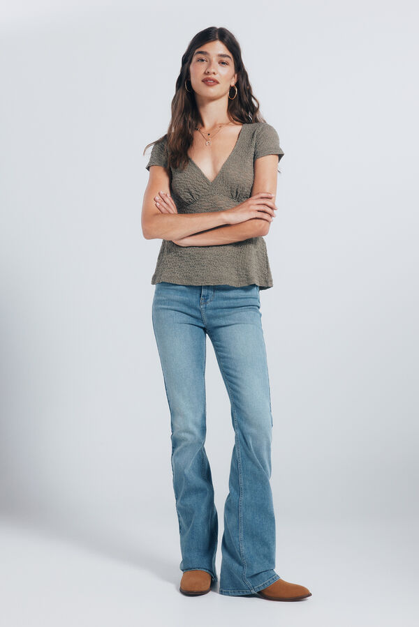 Springfield Top texturizado liso bege